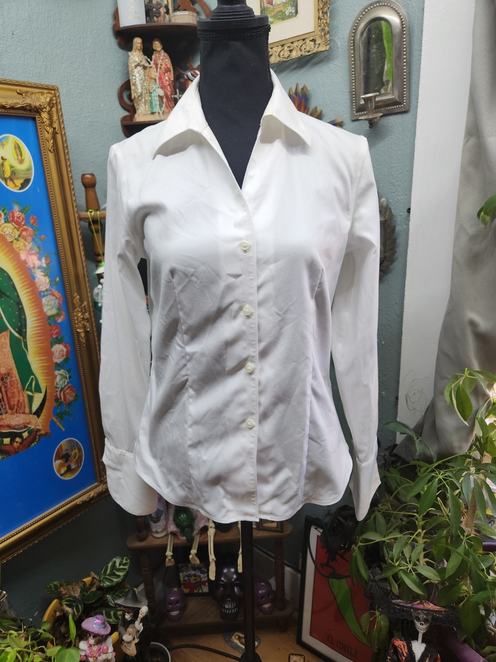 Calvin Klein White Women's Button-Front Dress Shirt